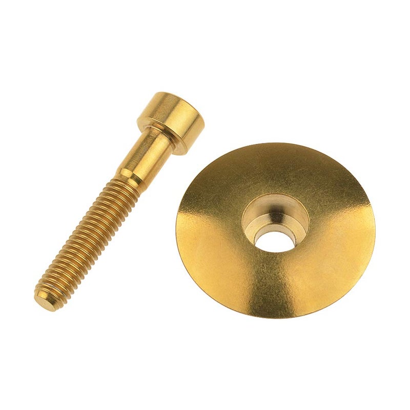 Wanyifa Ti Titanium Headset Stem Top Cap 1-1/8" with Titanium Bolt M6 x 35mm - Image 1